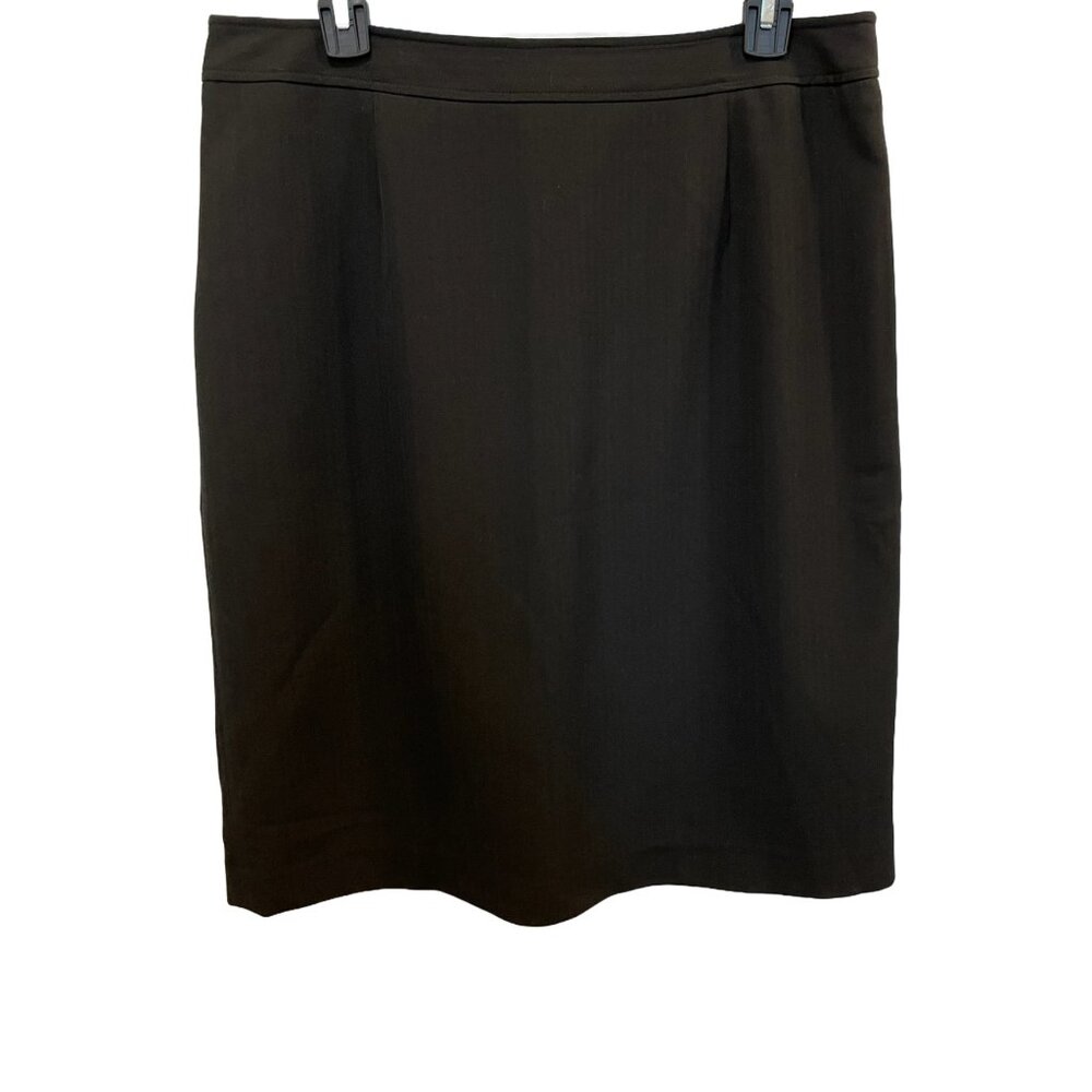 Classic Black Pencil Skirt — Size 10 Lined Stretch — Atelier